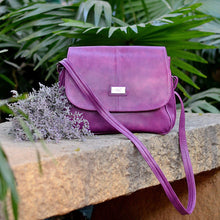 Handcrafted Faux Leather Women's Purple Sling Bag