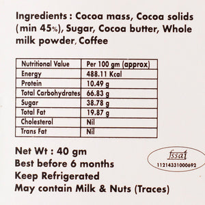 Artisanal Couverture Coffee Chocolate Bar