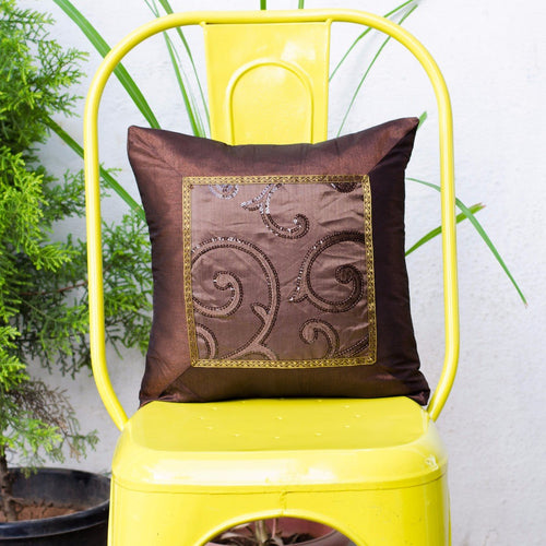 Brown Silk Cushion Cover