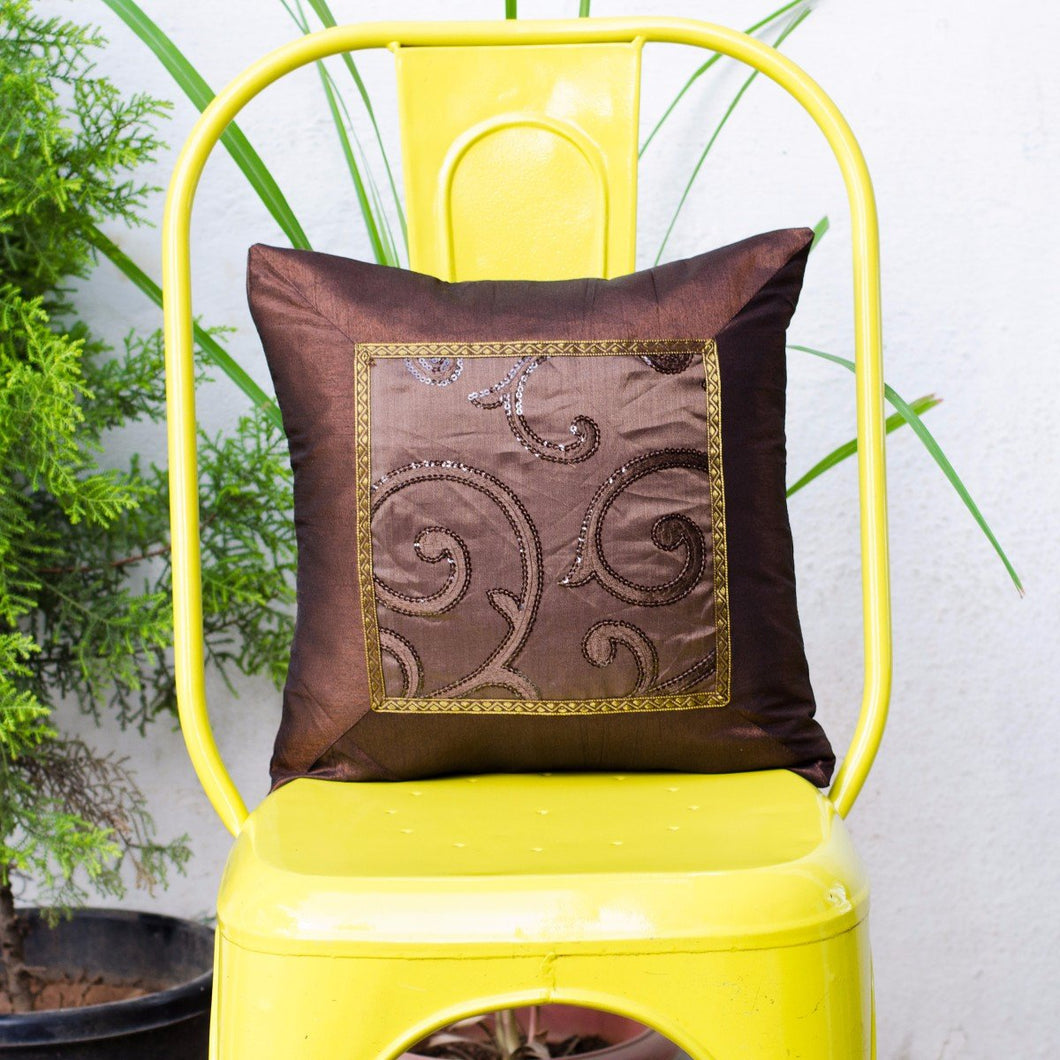 Brown Silk Cushion Cover