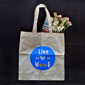 100% Cotton Tote Bags - Live Heart Woof