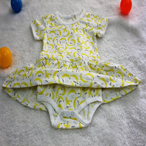 Banana Print Short Baby Dress made with 100% Organic Cotton