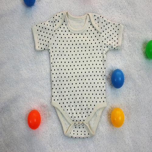 Black Polka Baby Bodysuit made with 100% Organic Cotton