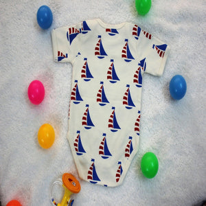Blue Boat Baby Bodysuit made with 100% Organic Cotton