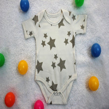 Greenish Grey Stars Baby Bodysuit made with 100% Organic Cotton