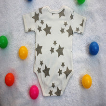 Greenish Grey Stars Baby Bodysuit made with 100% Organic Cotton