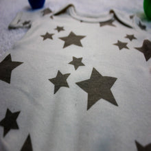Greenish Grey Stars Baby Bodysuit made with 100% Organic Cotton