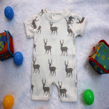 Grey Deer Short Baby Romper made with 100% Organic Cotton