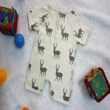 Grey Deer Short Baby Romper made with 100% Organic Cotton