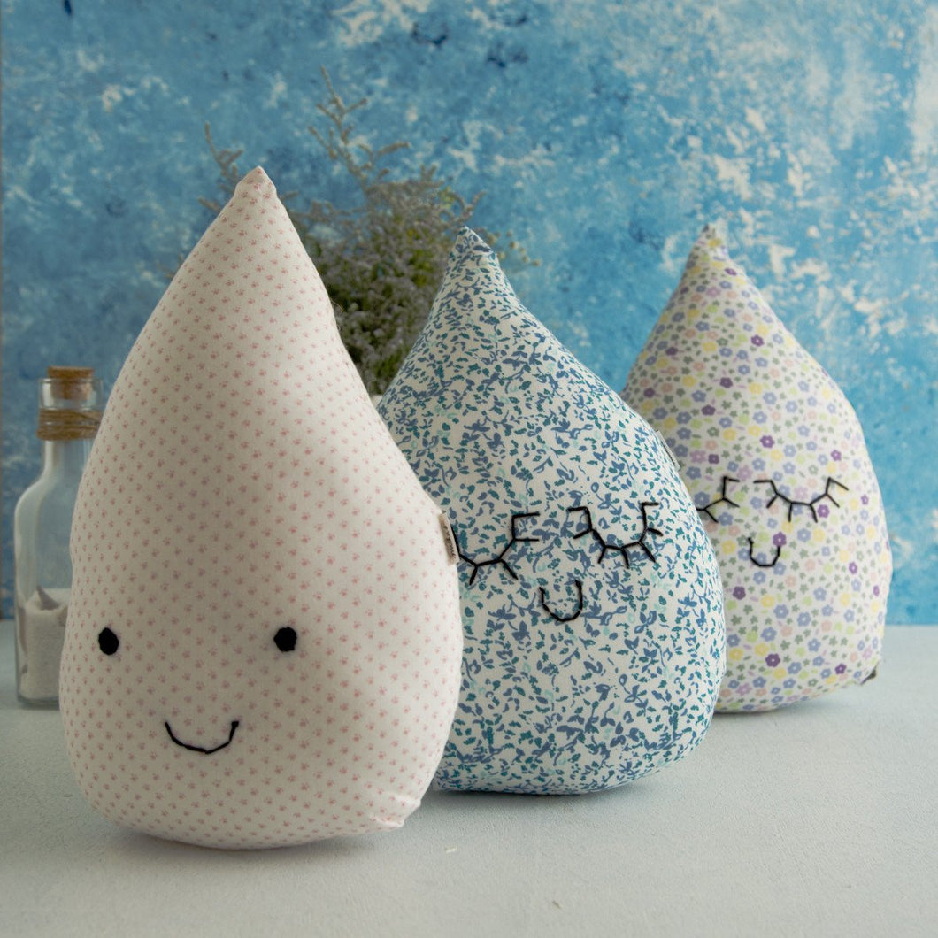 100% Cotton Fabric Drops Plush Pillows (Pack of 3)