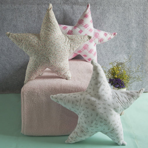 100% Cotton Fabric Stars Plush Pillows (Pack of 3)