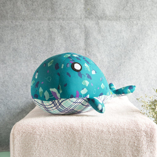 100% Cotton Fabric Whale Blue Plush Pillows