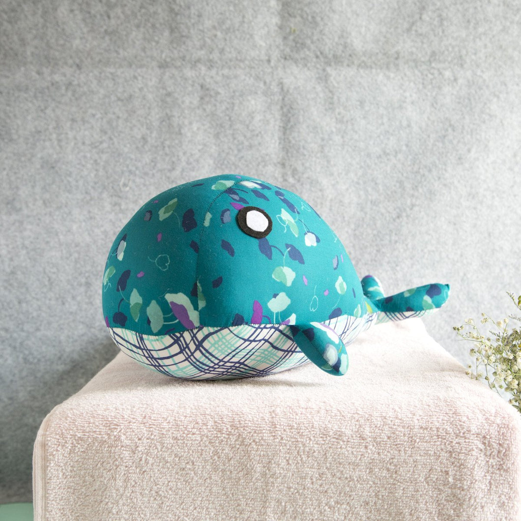 100% Cotton Fabric Whale Blue Plush Pillows
