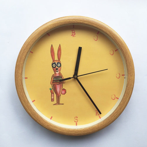 Bookworm Rabbit wall clock