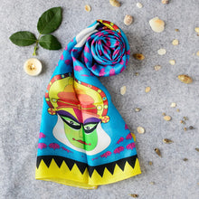Hand Drawn Blue Kathakali Print Stole