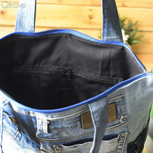 Denim Patchwork Tote Bag With A Touch of Black