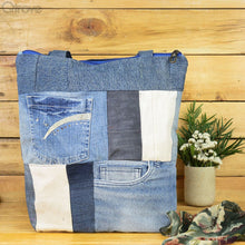 Denim Patchwork Tote Bag With A Touch of White