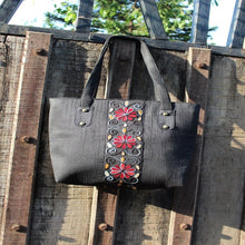 Handcrafted Two Zipper Aari Work Tote (Black)
