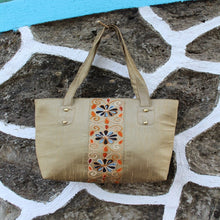 Handcrafted Two Zipper Aari Work Tote (Gold)