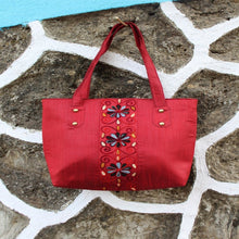 Handcrafted Two Zipper Aari Work Tote (Maaron)