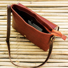 Bird Print Medium Large Sling Bag (Maroon Brown)