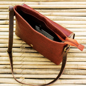 Bird Print Medium Large Sling Bag (Maroon Brown)