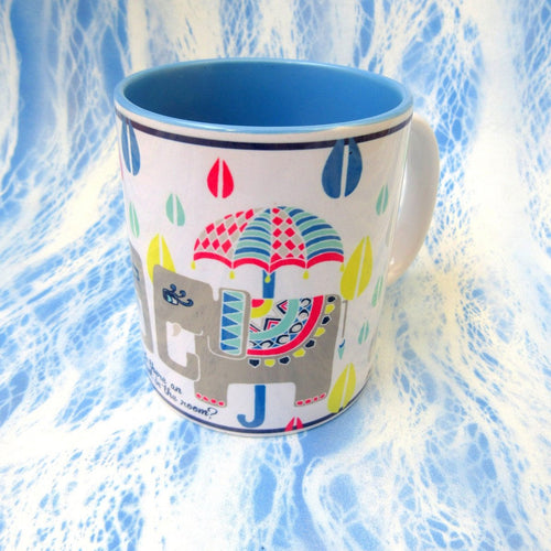 Blue Elephant In The Room Quirky Mug