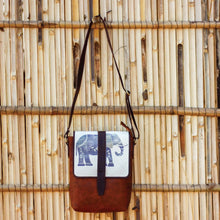 Elephant Print Medium Tall Messenger Bag (Unisex) (Blue Brown)