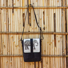 Elephant Print Medium Tall Messenger Bag (Unisex) (Grey Black)