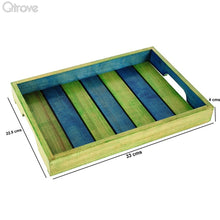 Hand Painted Wooden Green and Blue Serving Tray